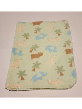 Circo baby blanket green safari animals giraffe elephant rhino palm trees